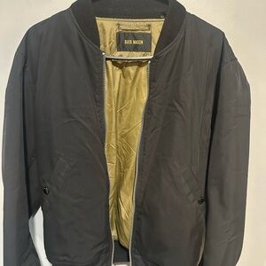 Buck Mason Black and Gold Bomber Jacket